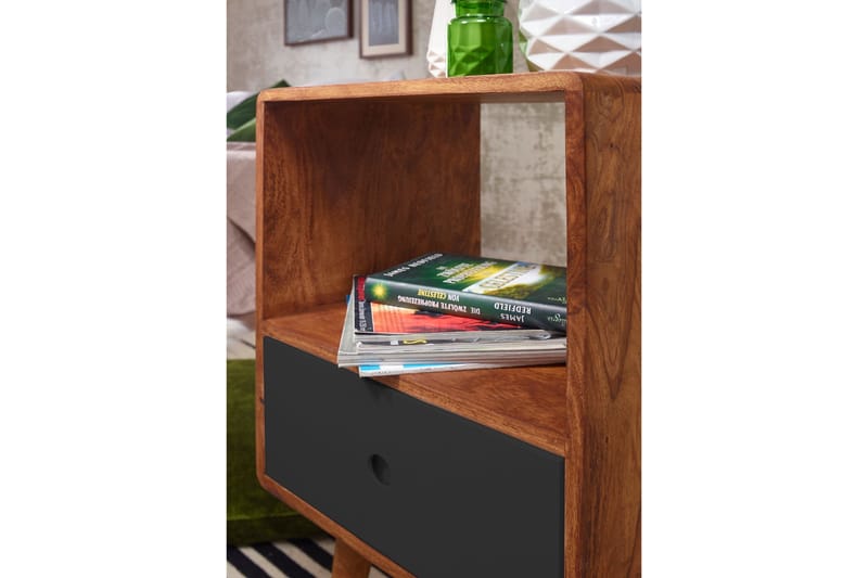 LOSIEWSKI Sängbord 40 cm m Förvaring Låda+Hylla Massivt Trä/ - Möbler - Sovrum - Sängbord