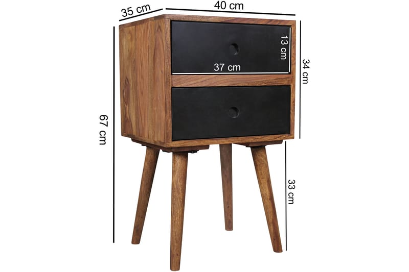 LOSIEWSKI Sängbord 40 cm med Förvaring 2 Lådor Massivt Trä/S - Sängbord - Bord