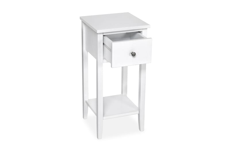 LUCAPA Sängbord 35 cm med Förvaring Låda + Hylla Vit - Möbler - Sovrum - Sängbord