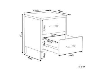 Malavin Sängbord 43 cm - Stål/Rosa - Möbler - Sovrum - Sängbord