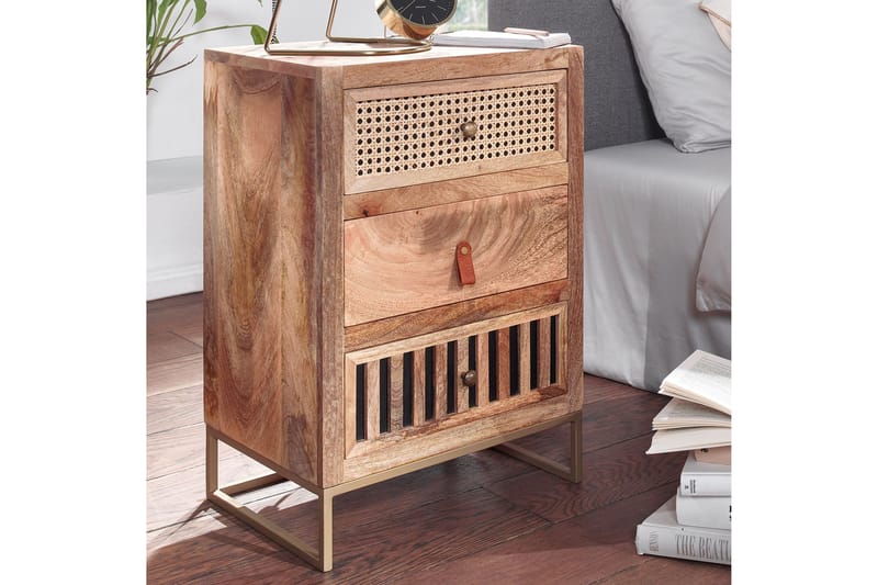 MAZI Sängbord 30 cm Rektangulär Brun - Möbler - Sovrum - Sängbord