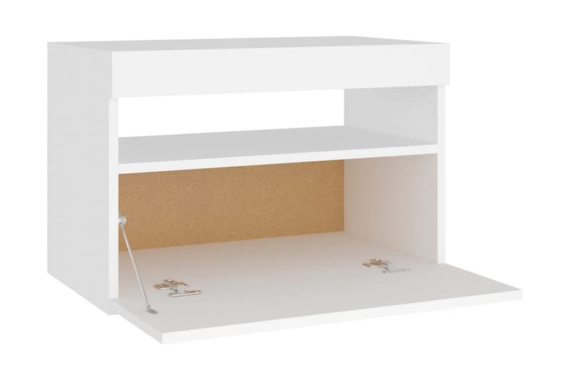 Sängbord med LED-belysning 2 st vit 60x35x40 cm spånskiva - Vit - Sängbord - Bord