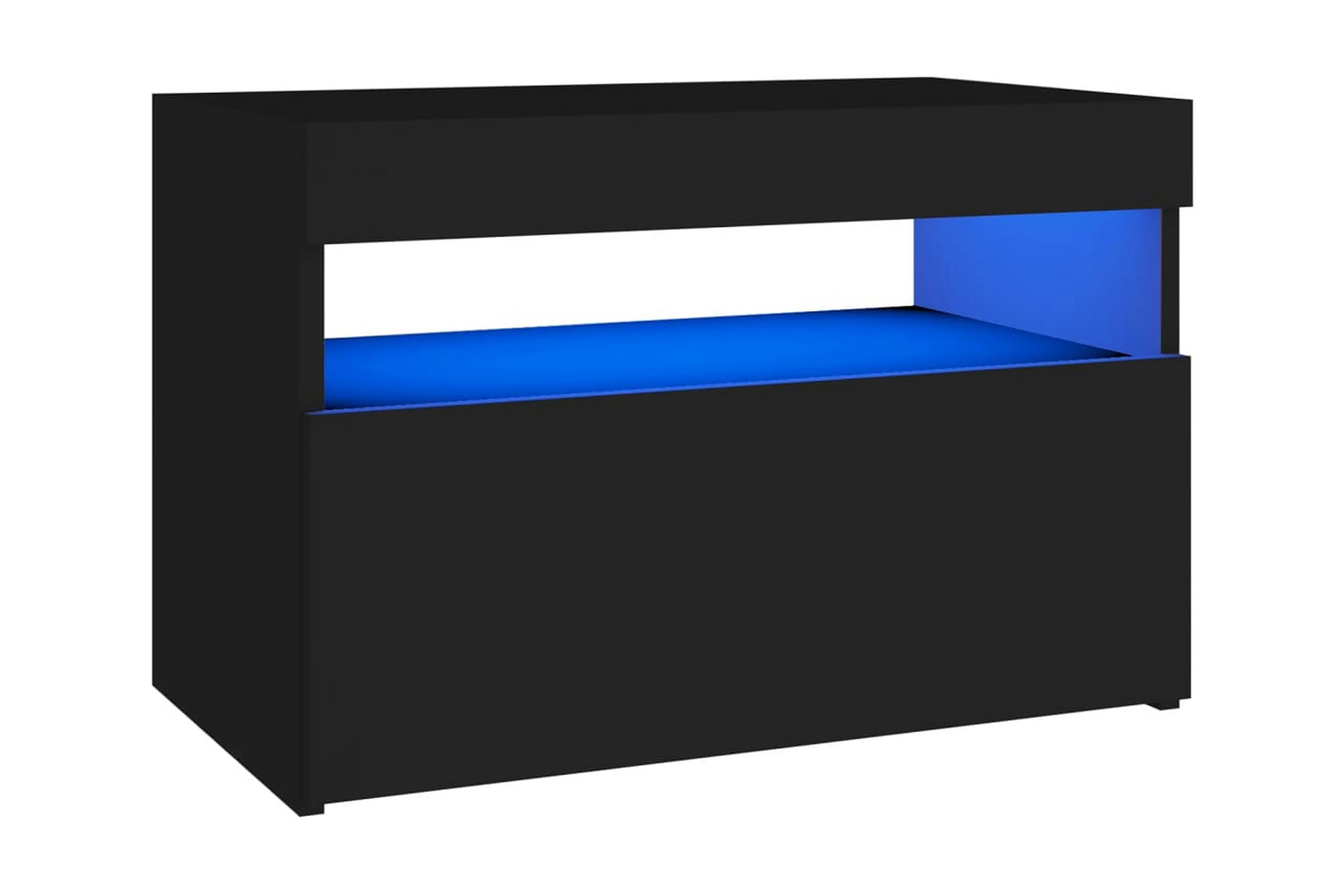 Sängbord med LED-belysning svart 60x35x40 cm spånskiva – Svart