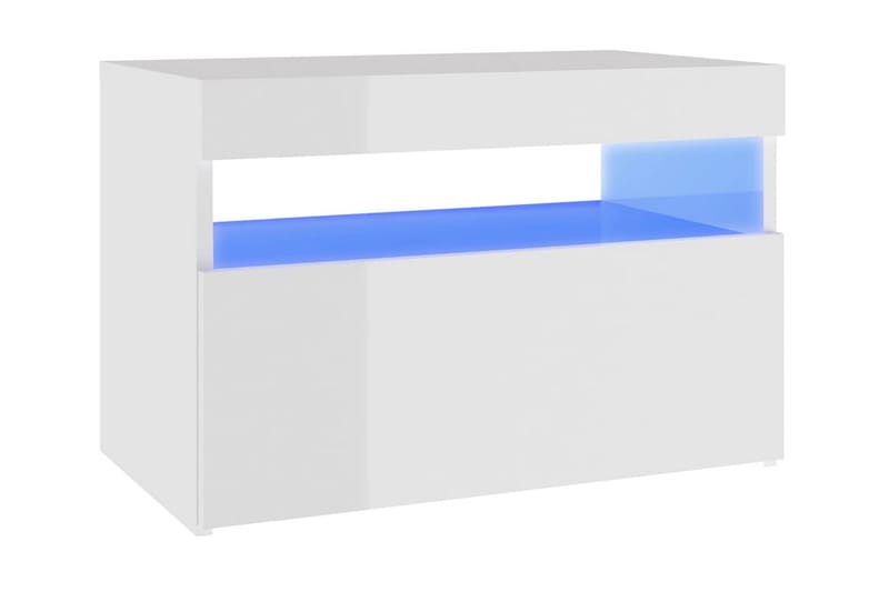 Sängbord med LED-belysning vit högglans 60x35x40 cm - Vit - Sängbord - Bord