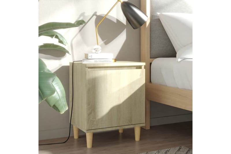 Sängbord med massiva träben sonoma-ek 40x30x50 cm - Brun - Möbler - Sovrum - Sängbord