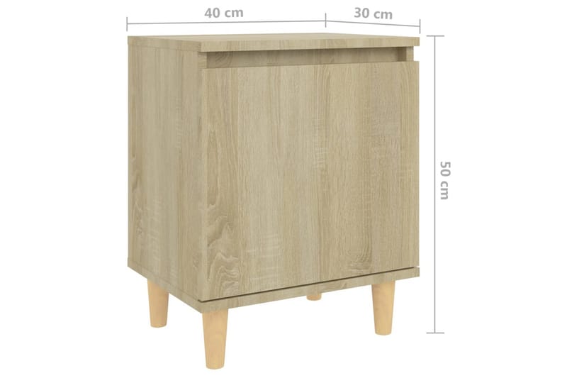 Sängbord med massiva träben sonoma-ek 40x30x50 cm - Brun - Möbler - Sovrum - Sängbord