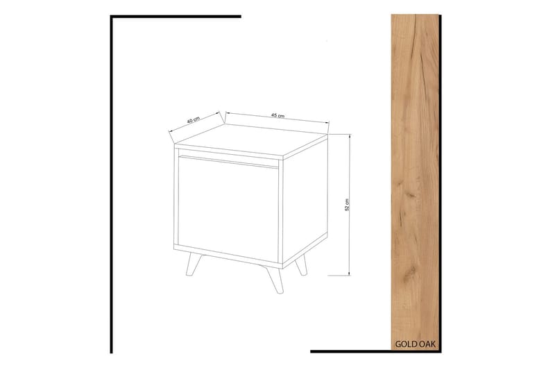 Mod Design Sängbord 45 cm med Förvaring Skåp - Trä/Vit - Möbler - Sovrum - Sängbord