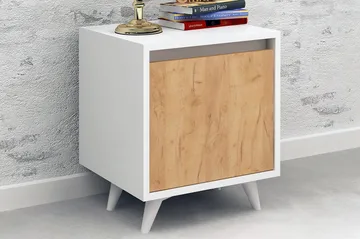 Mod Design Sängbord 45 cm med Förvaring Skåp - Trä/Vit - Möbler - Sovrum - Sängbord
