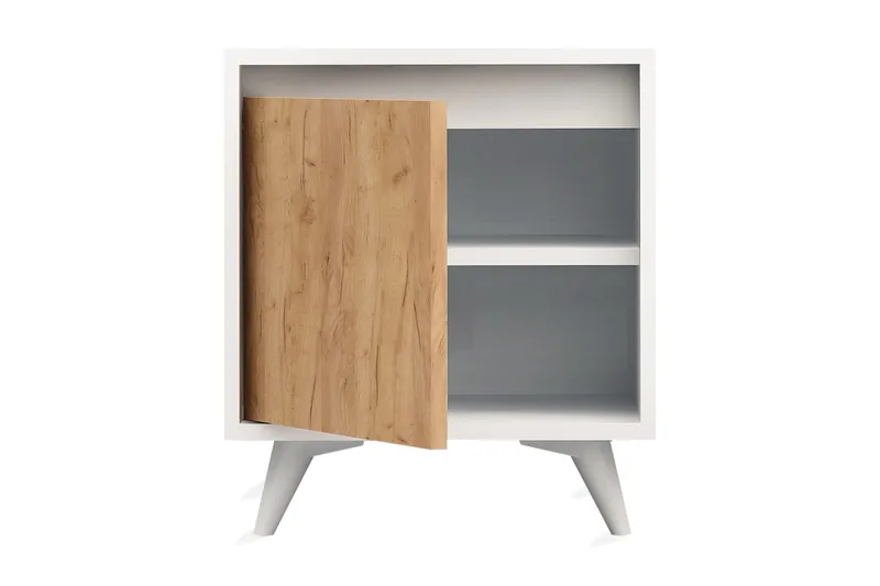 Mod Design Sängbord 45 cm med Förvaring Skåp - Trä/Vit - Möbler - Sovrum - Sängbord