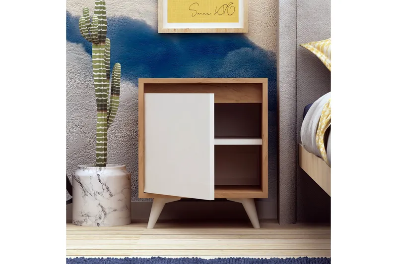 Mod Design Sängbord 45 cm med Förvaring Vitt Skåp - Trä/Vit - Möbler - Sovrum - Sängbord