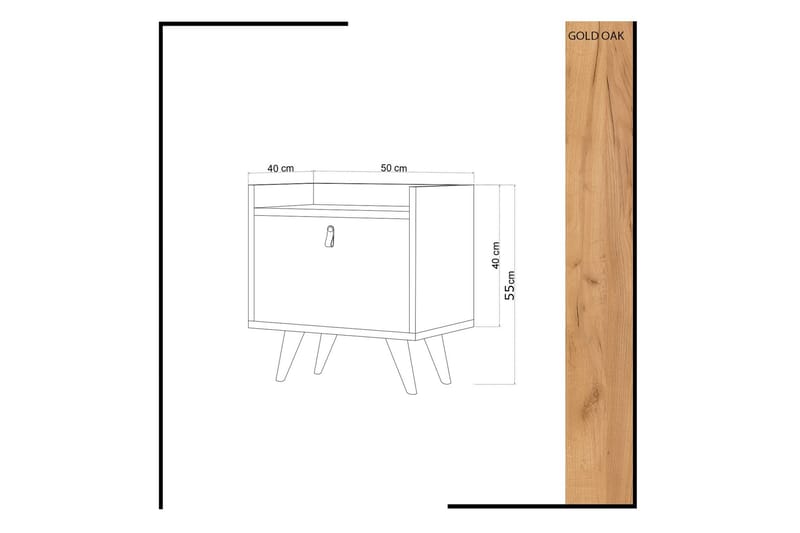 Mod Design Sängbord 50 cm med Förvaring Skåp Läderbeslag - Trä/Vit - Möbler - Sovrum - Sängbord