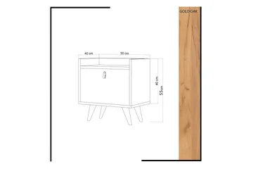 Mod Design Sängbord 50 cm med Förvaring Skåp Läderbeslag - Trä/Vit - Möbler - Sovrum - Sängbord