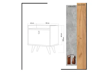 Mod Design Sängbord 50 cm med Förvaring Skåp - Trä/Vit - Möbler - Sovrum - Sängbord