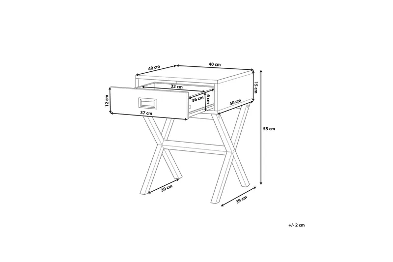 Mondejar Sängbord 40 cm med Förvaring Låda - Svart - Möbler - Sovrum - Sängbord