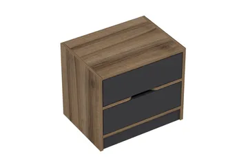Munna Sängbord & Nattduksbord 54 cm med Trä- och Valnötsutseende, Förvaring med Lådor - Brun - Möbler - Sovrum - Sängbord