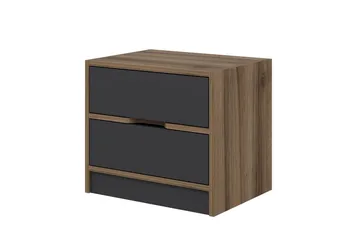 Munna Sängbord & Nattduksbord 54 cm med Trä- och Valnötsutseende, Förvaring med Lådor - Brun - Möbler - Sovrum - Sängbord