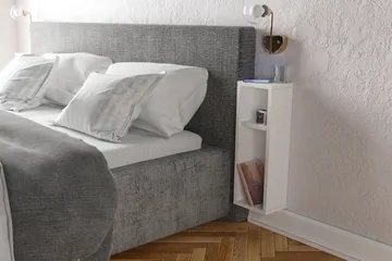 Myrvallen Sängbord 15 cm med Förvaring 2 Hyllor - Vit - Möbler - Sovrum - Sängbord