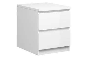 Naia Sängbord 40 cm med Förvaring 2 Lådor - Vit Högglans - Möbler - Sovrum - Sängbord
