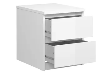 Naia Sängbord 40 cm med Förvaring 2 Lådor - Vit Högglans - Möbler - Sovrum - Sängbord
