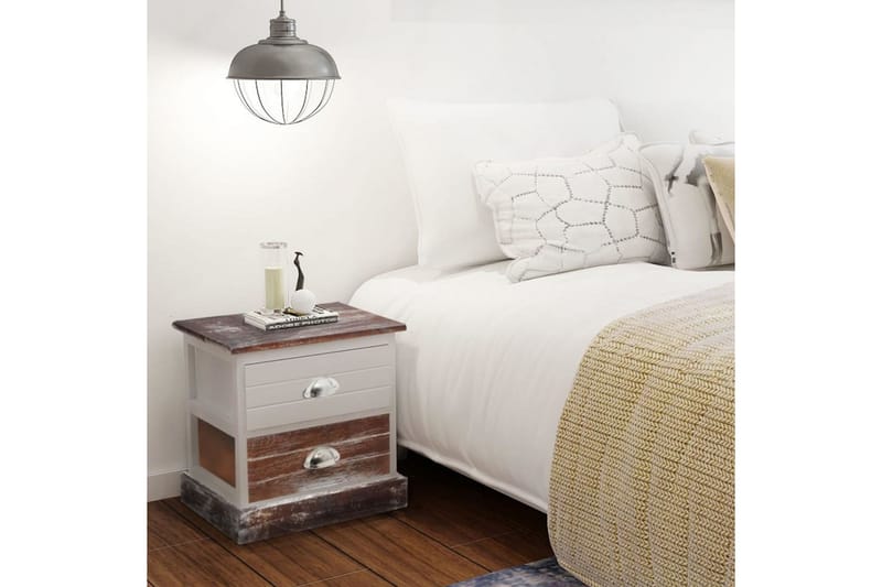 Nattduksbord 2 st brun och vit - Flerfärgad - Sängbord - Bord
