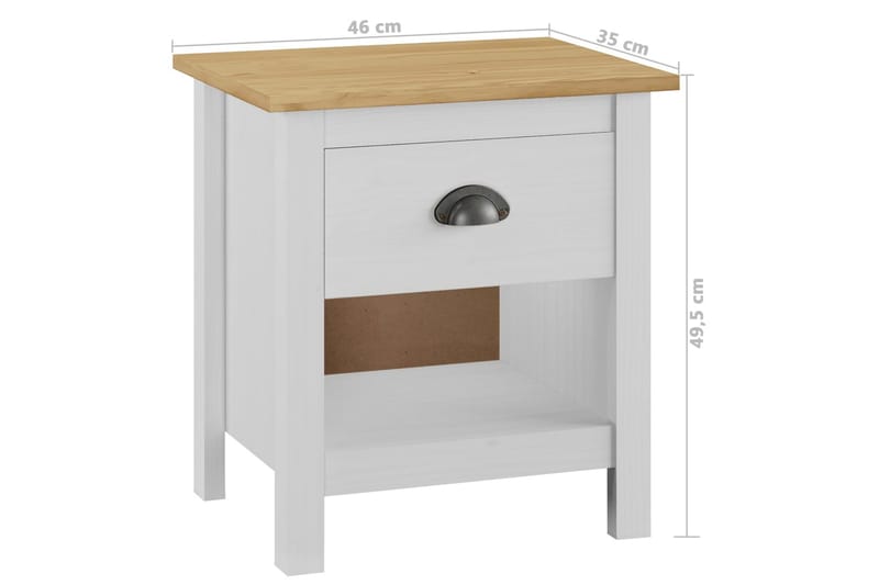 Nattduksbord 2 st Hill Range 46x35x49,5 cm massiv furu - Vit - Möbler - Sovrum - Sängbord
