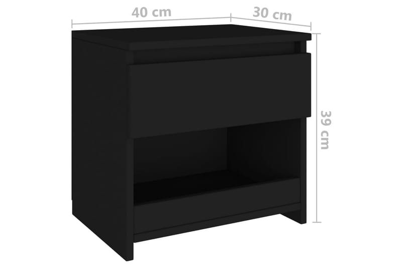 Nattduksbord 2 st svart 40x30x39 cm spånskiva - Svart - Sängbord - Bord