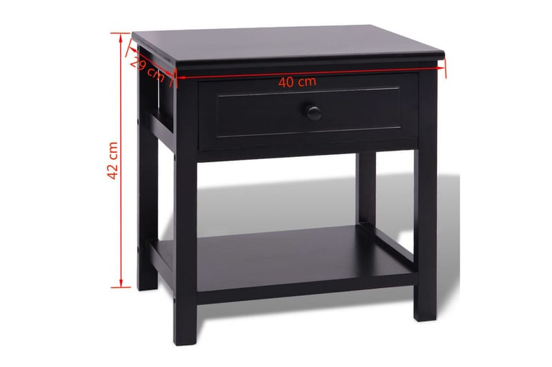 Nattduksbord 2 st trä svart - Svart - Sängbord - Bord