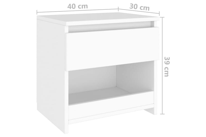 Nattduksbord 2 st vit 40x30x39 cm spånskiva - Vit - Sängbord - Bord