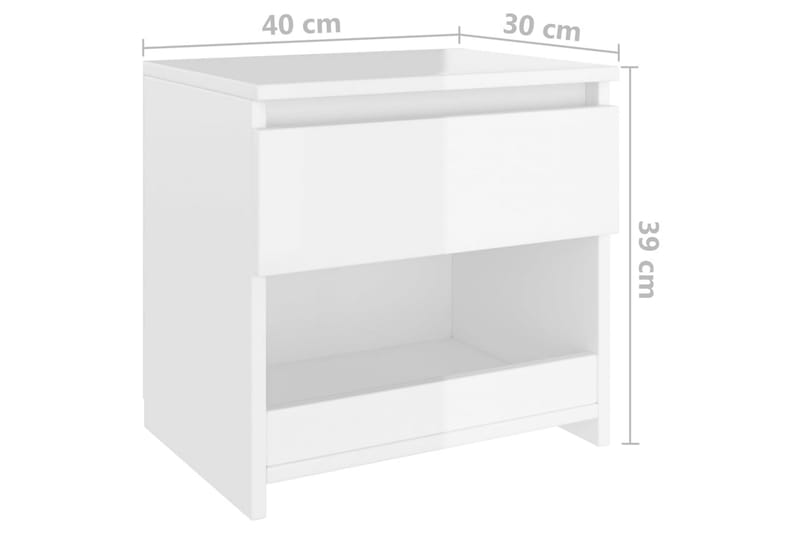 Nattduksbord 2 st vit högglans 40x30x39 cm spånskiva - Vit - Sängbord - Bord