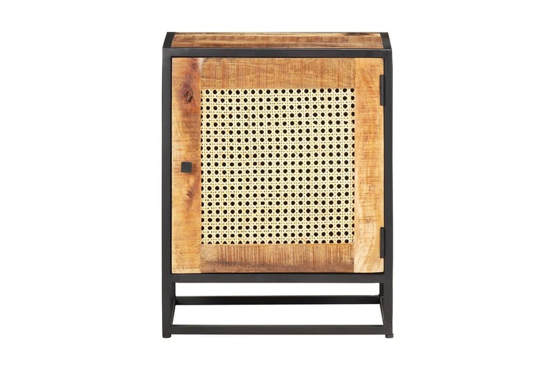 Nattduksbord 40x30x50 cm grovt mangoträ och naturlig rotting - Brun - Sängbord - Bord