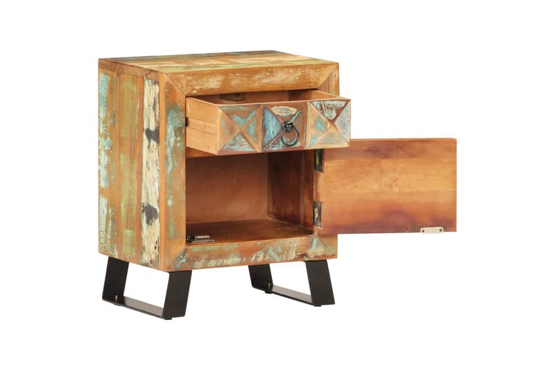 Nattduksbord 40x30x50 cm massivt återvunnet trä - Flerfärgad - Sängbord - Bord