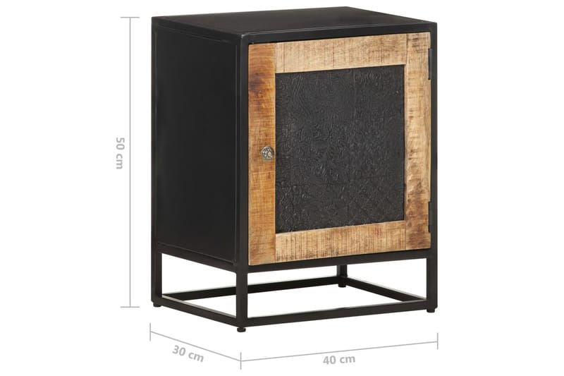Nattduksbord 40x30x50 cm massivt grovt mangoträ - Svart - Sängbord - Bord