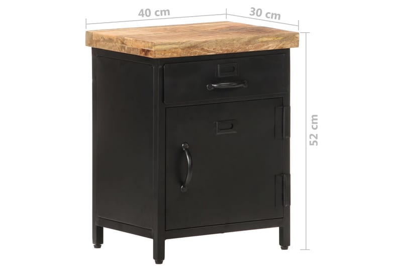 Nattduksbord 40x30x52 cm grovt mangoträ - Svart - Möbler - Sovrum - Sängbord