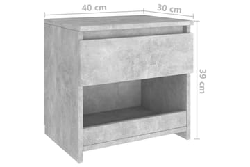 Nattduksbord betonggrå 40x30x39 cm spånskiva - Grå - Möbler - Sovrum - Sängbord