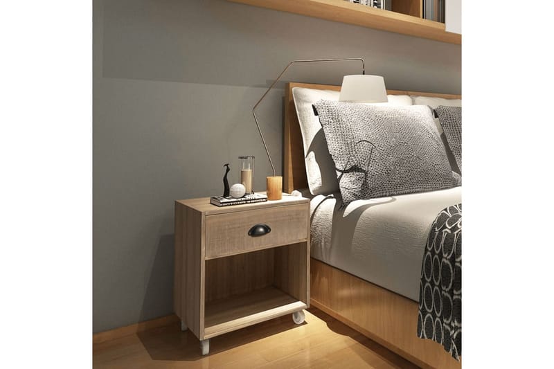 Nattduksbord brun massivt trä - Brun - Sängbord - Bord