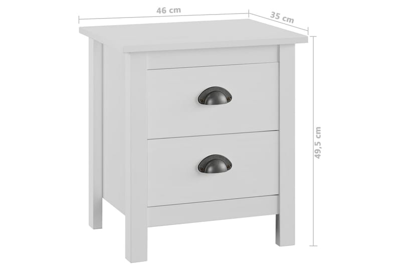 Nattduksbord Hill Range 2 st vit 46x35x49,5 cm massiv furu - Vit - Möbler - Sovrum - Sängbord