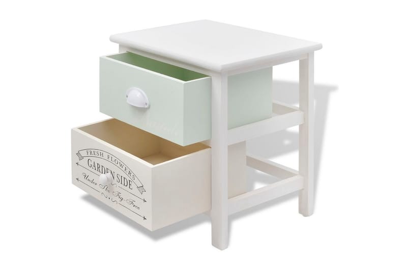 Nattduksbord i fransk stil 2 st trä - Vit - Sängbord - Bord
