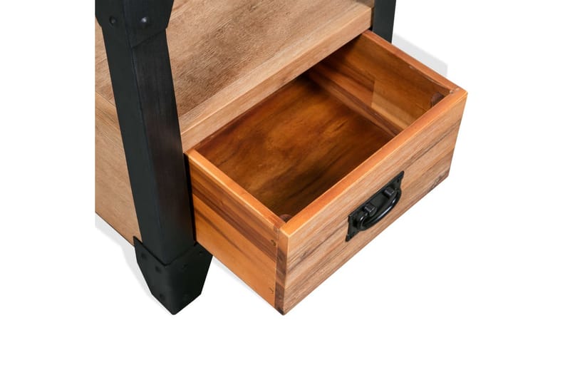 Nattduksbord massivt akaciaträ och stål 40x30x54 cm - Brun - Möbler - Sovrum - Sängbord
