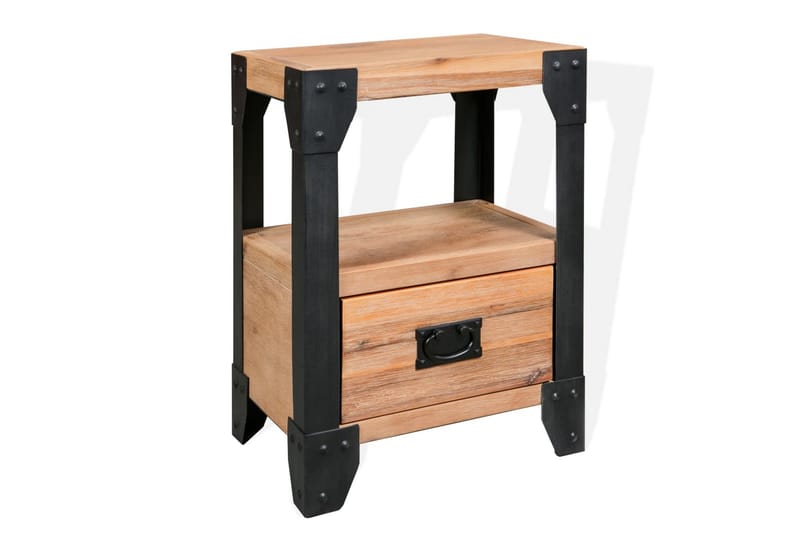 Nattduksbord massivt akaciaträ och stål 40x30x54 cm - Brun - Möbler - Sovrum - Sängbord