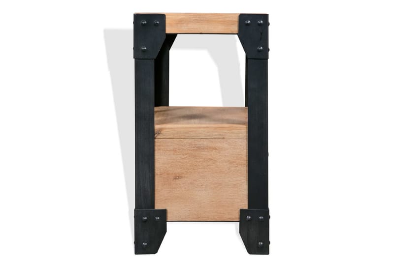 Nattduksbord massivt akaciaträ och stål 40x30x54 cm - Brun - Möbler - Sovrum - Sängbord