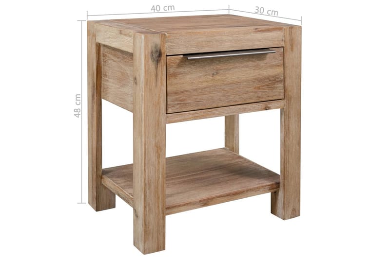 Nattduksbord med lådor 2 st 40x30x48 cm massivt akaciaträ - Brun - Sängbord - Bord