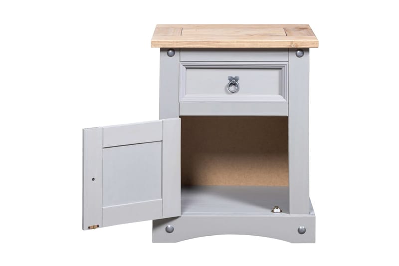 Nattduksbord mexikansk Coronastil furu grå 53x39x67 cm - Grå - Möbler - Sovrum - Sängbord