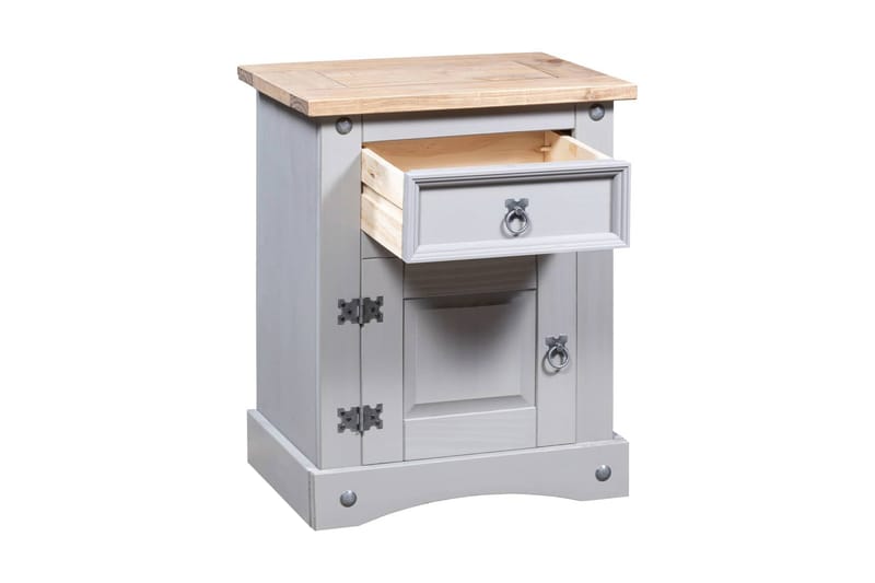 Nattduksbord mexikansk Coronastil furu grå 53x39x67 cm - Grå - Möbler - Sovrum - Sängbord