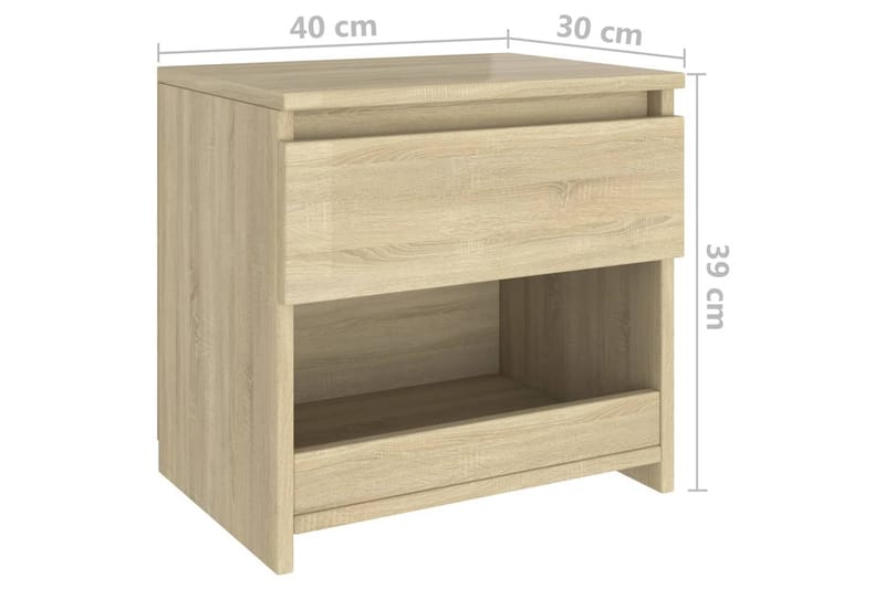 Nattduksbord sonoma-ek 40x30x39 cm spånskiva - Brun - Sängbord - Bord