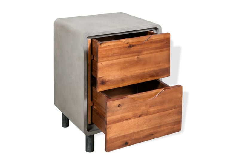 Nattdukssbord i betong och massivt akaciaträ 40x30x50 cm - Grå - Möbler - Sovrum - Sängbord