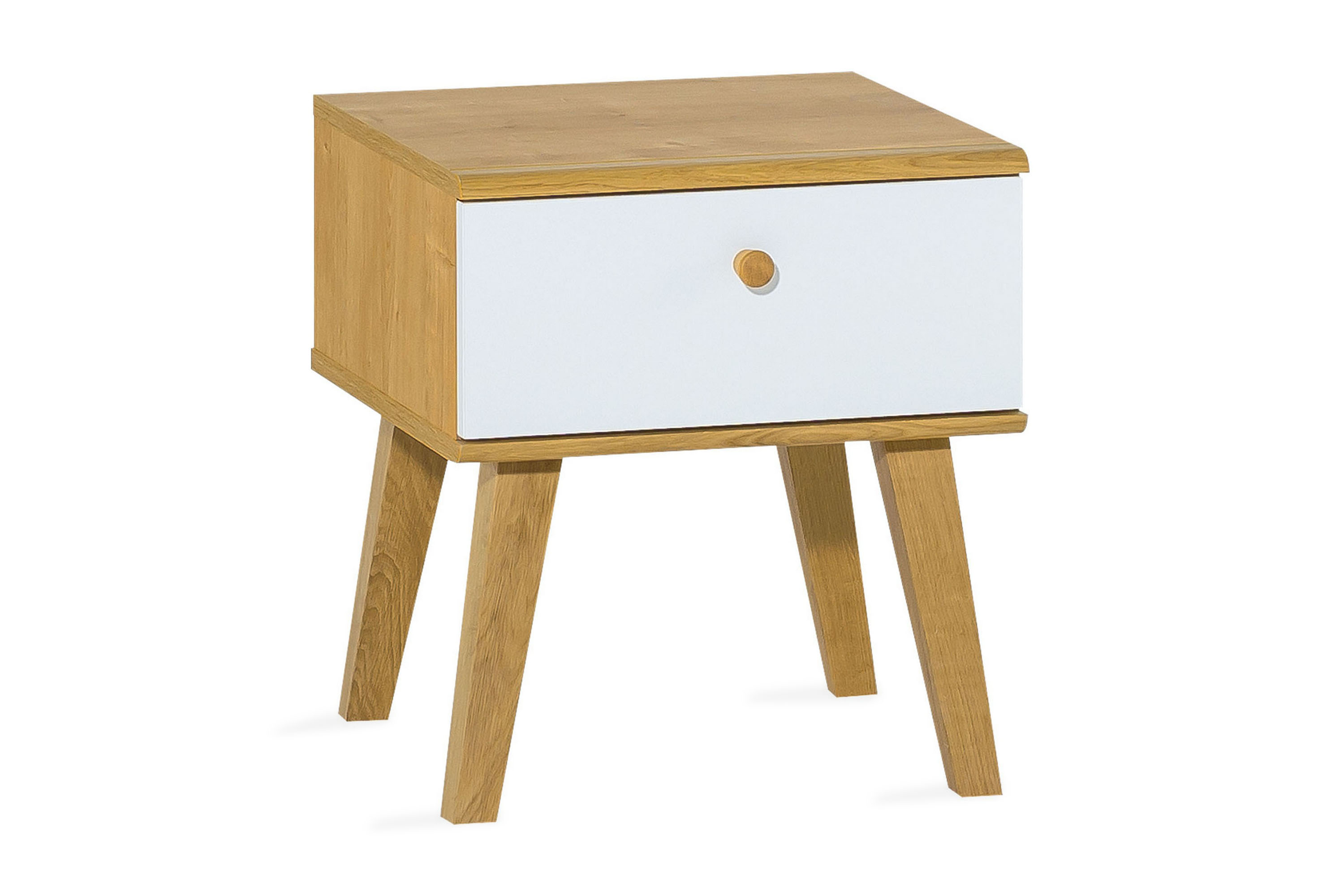 nature sängbord 40 cm med förvaring vit/ek - trä/natur