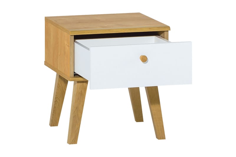 NATURE Sängbord 40 cm med Förvaring Vit/Ek - Trä/natur - Möbler - Sovrum - Sängbord
