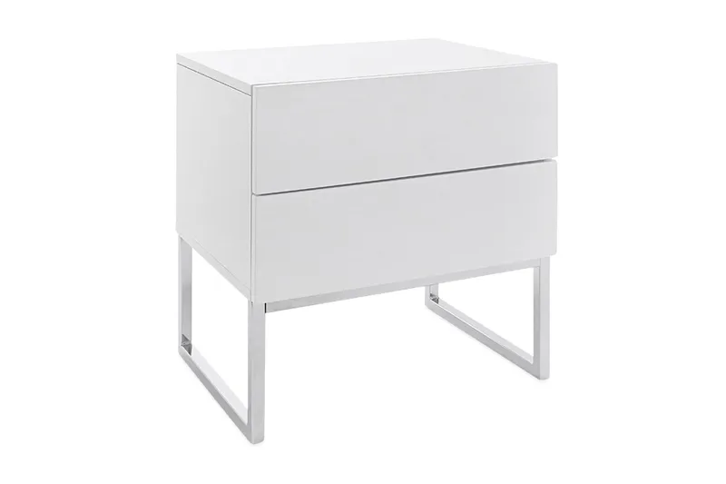 Nola Sängbord 50 cm Höga Ben med Förvaring 2 Lådor - Vit - Möbler - Sovrum - Sängbord