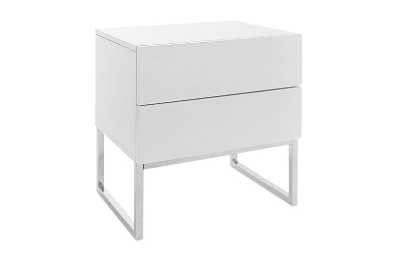 Nola Sängbord 50 cm Höga Ben med Förvaring 2 Lådor - Vit - Möbler - Sovrum - Sängbord