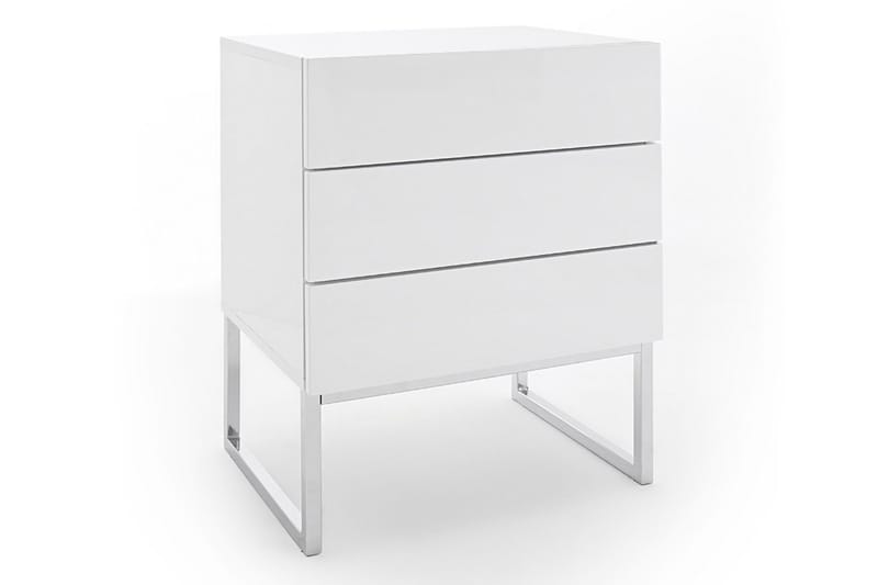 Nola Sängbord 50 cm Höga Ben med Förvaring 3 Lådor - Vit - Möbler - Sovrum - Sängbord